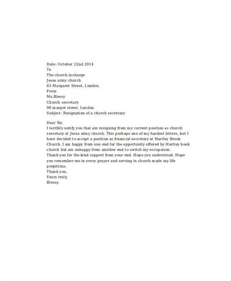 Church Position Resignation Letter