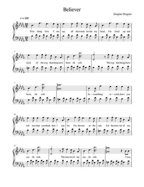 Believer Sheet music for Piano (Solo) | Musescore.com