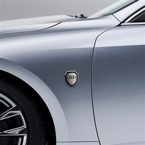 Audi RS Shield Silicone Sticker Metal Effect Black Logo | Domed Emblems ...