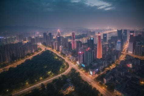 Premium Photo | Aerial photography of wuxi city skyline at night