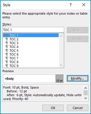 Format or customize a table of contents - Office Support