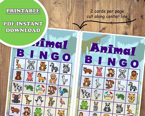 40 Animal Bingo Game Prefilled Cards, PDF Printable, Instant Download ...