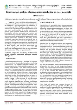 IRJET-Experimental analysis of Manganese Phosphating on Steel Materials | PDF