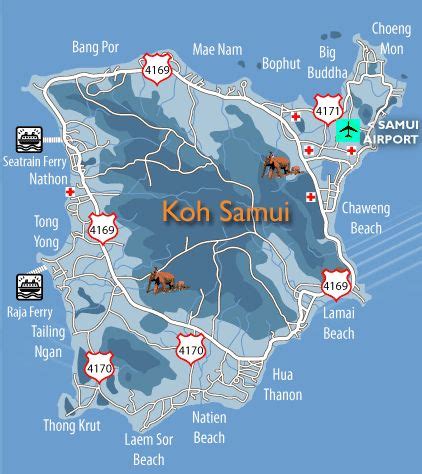 a map of koh samui with all the locations marked