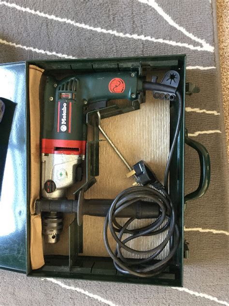 Metabo 750w hammer action drill with metal case and 3 large drills | in ...