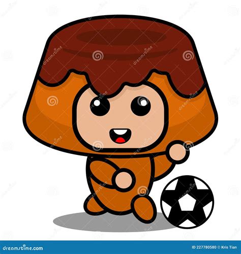 Brown Cake Mascot Costume Playing Soccer Stock Vector - Illustration of ...