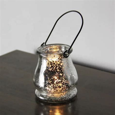 Bell Shape Electroplated Silver Mercury glass Hanging Votive Candle Holders, High Quality ...