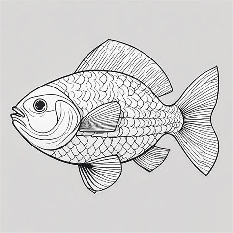 Premium AI Image | fish line art drawing