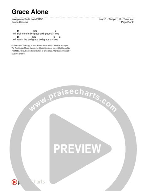 Grace Alone Chords PDF (Dustin Kensrue) - PraiseCharts