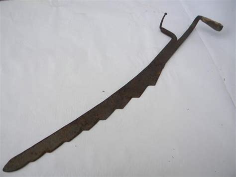 antique vintage hand forged hay knife, primitive farm tool