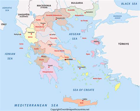 4 Free Printable Labeled and Blank Map of Greece in PDF | World Map ...