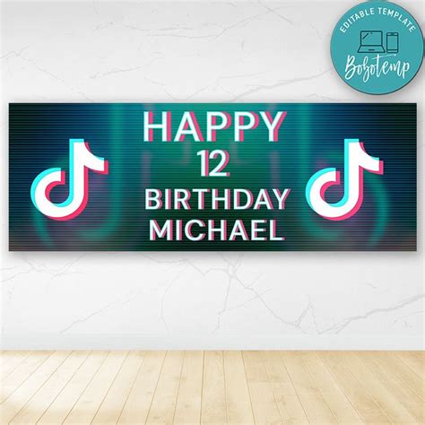 Tik Tok Birthday Banner Printable Instant Download | Createpartylabels