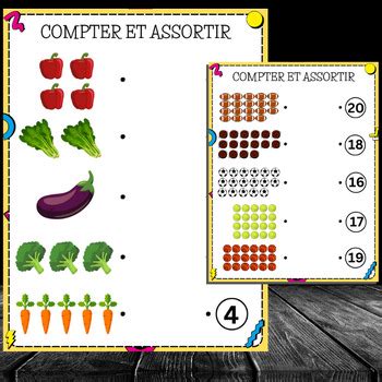 Counting Basics 0-20 in French : Count, Match and Write Worksheets for K-Garten