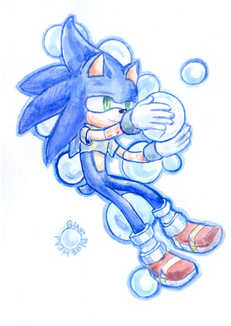 Sonic With Bubbles by GiantBlueHead on DeviantArt