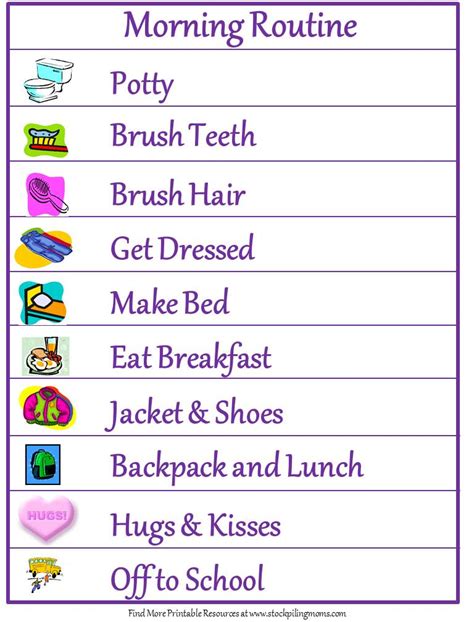 Free Back To School Morning Routine Printable