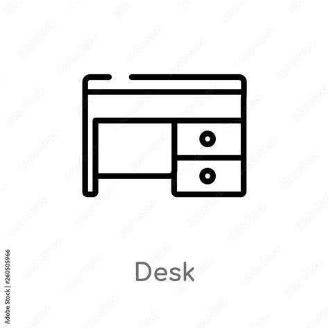 outline desk vector icon. isolated black simple line element ...