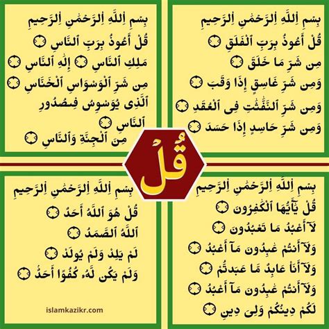 4 Qul in English With Images - 4 Qul Surah Benefits & Meaning