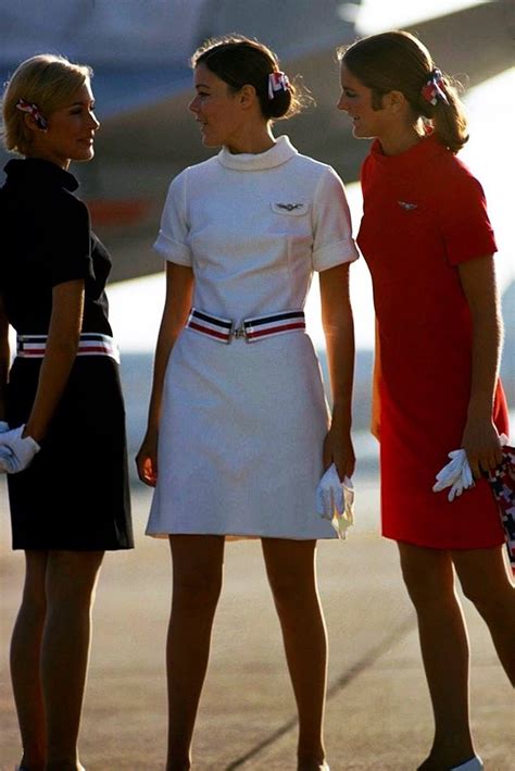 Sixties — a trio of American Airlines air stewardesses as... | Flight ...