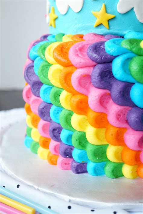 rainbow layered birthday cake - The Baking Fairy