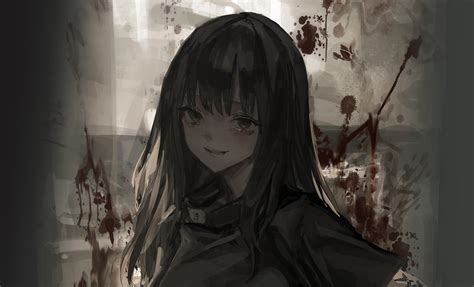 Black Hair Gray Black Eyes Smirk Dark Hair Portrait Anime Girls LM7 Op Center Wallpaper ...