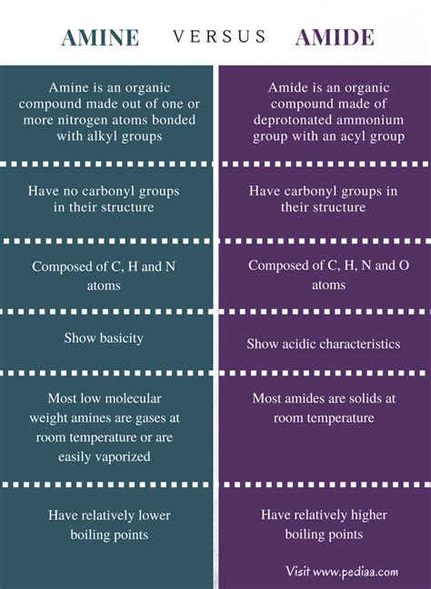 Difference Between Amine and Amide | Definition, Structure, Properties ...