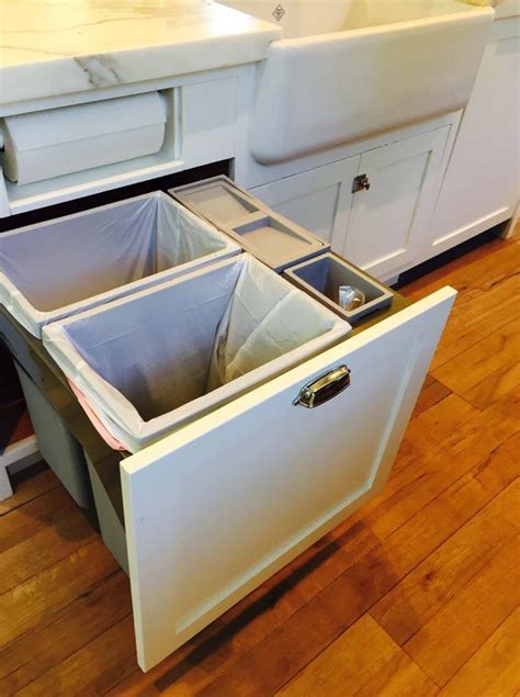 Compost bucket integrated into garbage/recycle bin pullout! Farmhouse ...