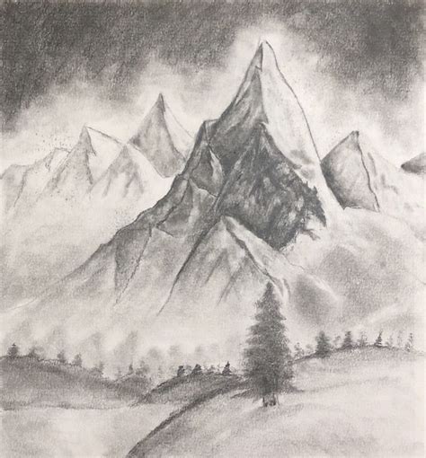 Mountains Sketch | Desenho de paisagem natural, Desenhos natureza ...