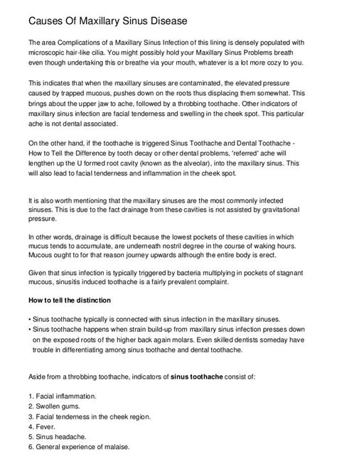 Causes Of Maxillary Sinus Disease
