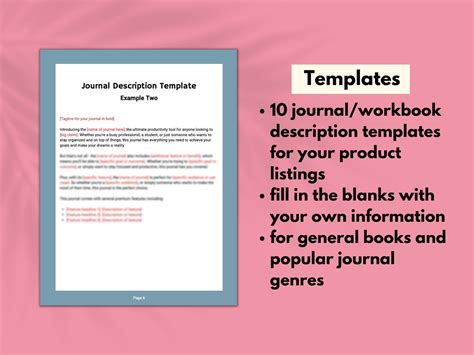 Product Description Templates for Journals Self-publishing Resource KDP ...