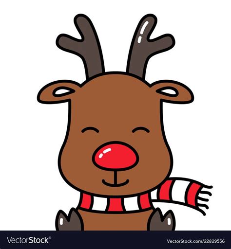 Cute smiling reindeer rudolph avatar head isolated vector image on ...