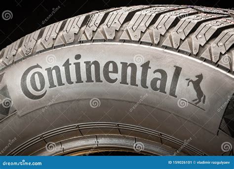 Continental Logo on the Side of the Tire. World Tire Group. Black Background Editorial Photo ...