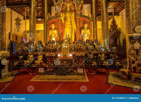 Thai Temple Interior Gold Statues Editorial Photography - Image of ...