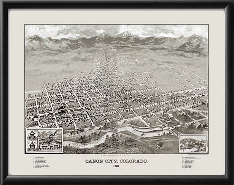 Canon City CO 1888 Restored Map | Vintage City Maps