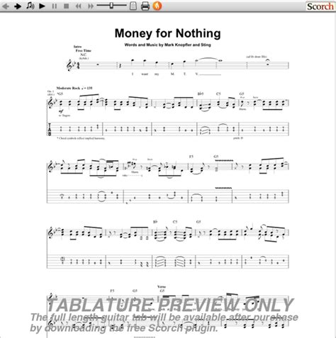 Dire Straits Money for Nothing Guitar Tab | GuitarInternational.com