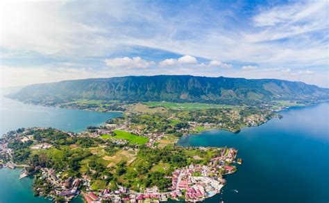 Premium Photo | Aerial: lake toba and samosir island view from above ...