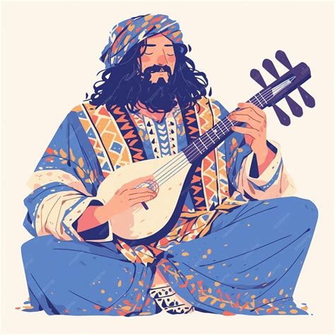 Afghan Man in Traditional Rubab Players Outfit | Premium AI-generated vector