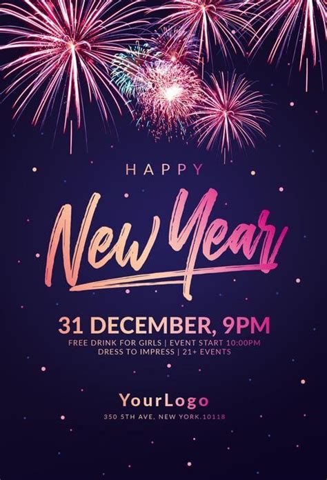 Happy New Year Flyer Templates ~ Creative Flyers | New year's eve flyer, Flyer template, Flyer