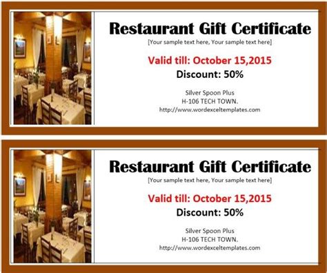 Restaurant Gift Certificate Template (1) - TEMPLATES EXAMPLE | TEMPLATES EXAMPLE Gift ...