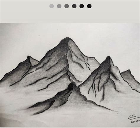 Mountain sketch | Charcole drawings, Landscape pencil drawings, Mountain sketch