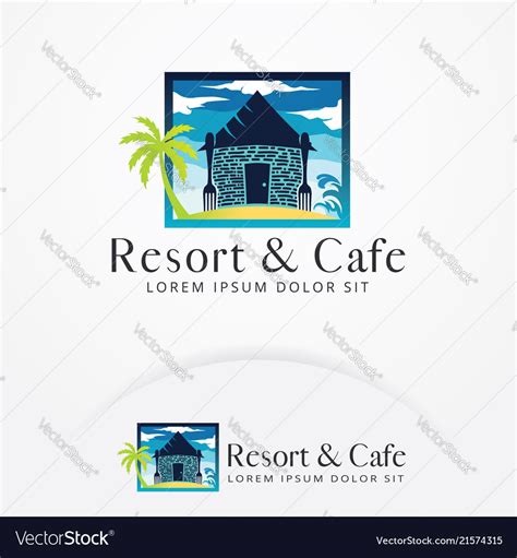 Beach resort logo design Royalty Free Vector Image