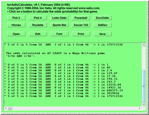 Mega Millions Winning Combinations Chart