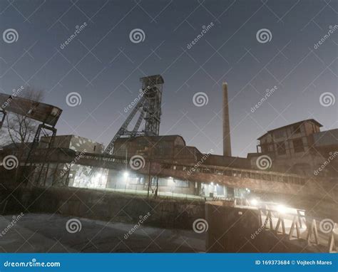 Old Closed Industrial Ironworks at Night. Epic Metal Structures and ...