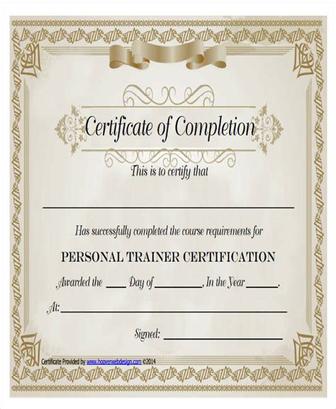 Personal Trainer Certificate Template