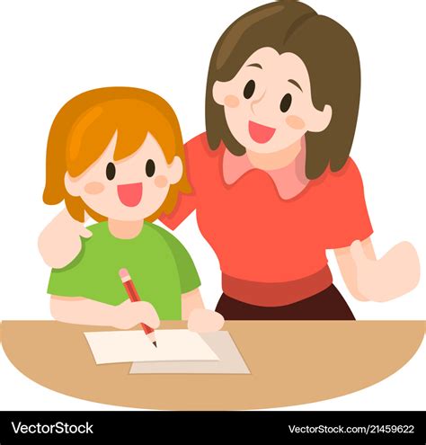 Mother teaching her children Royalty Free Vector Image