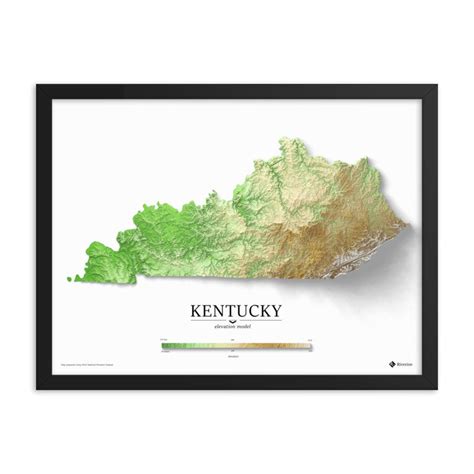 Kentucky Elevation Map Poster - Etsy