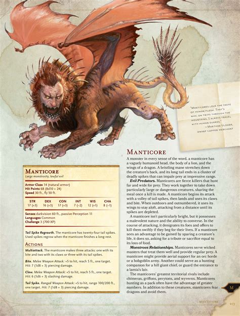 D&D 5th Edition Monster Manual Manticore Revealed | The Escapist