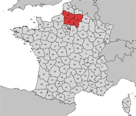 Carte De La Picardie - Découvrir La Régions, Départements intérieur Carte Numero Departement ...