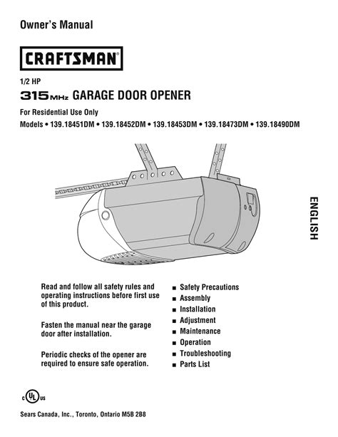 garage door opener | Manualzz