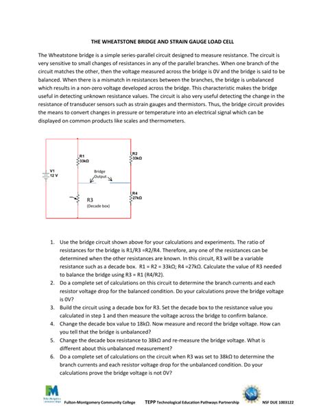 Wheatstone Bridge and Load Cell Lab Experiment