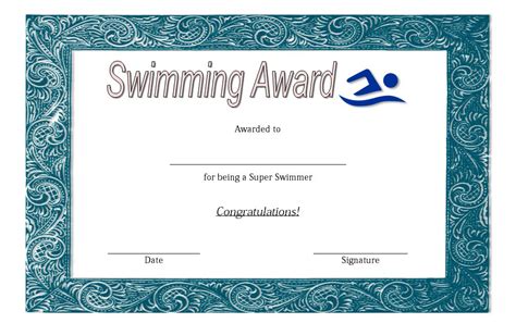 Free Printable Swimming Certificate Templates - Printable Word Searches